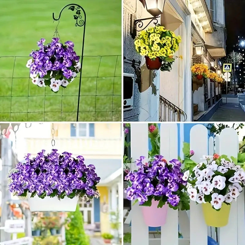 Artificial Pansy Flowers 6 Bunches Realistic Plastic Blooms for Indoor Outdoor Home Garden Decor, Weather-Resistant Faux Flowers Yellow Purple White Colorful Display, Low Maintenance Floral Arrangement