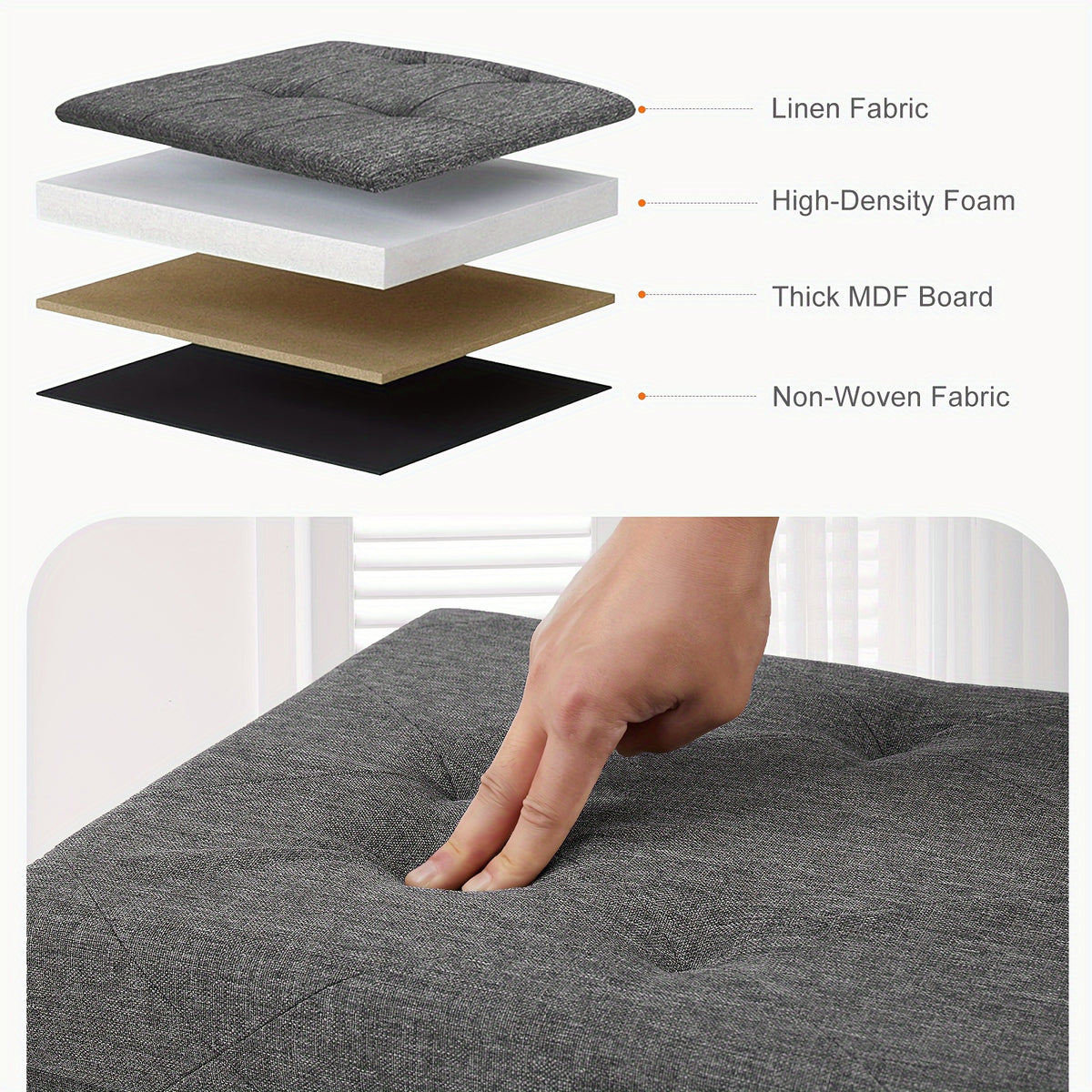 Storage Ottoman Bench 43 Inch 660 LB Capacity Folding End of Bed Bench with Padded Seat, Large Storage Chest Foot Rest Stool for Bedroom Living Room Entryway, Available in Nylon & Leather, Multiple Colors