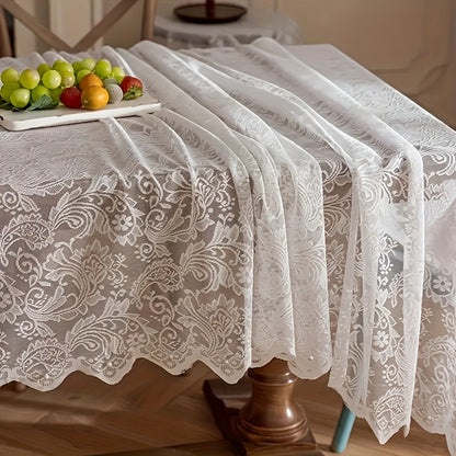 Lace Tablecloth Rectangular French Paisley Pattern - Polyester Washable Table Cover for Dining Table Coffee Table, Elegant Home Decor Christmas Holiday Decoration, Multiple Sizes 55x39 55x71 55x87 Inch