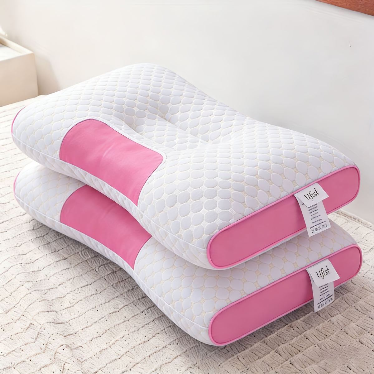 Ergonomic Neck Pillow 2-Pack Orthopedic Contour Support – Adjustable Cervical Pillow with Removable Zippered Cover, Breathable All-Season Sleeping Comfort for Neck & Shoulder Pain Relief, 6 Colors