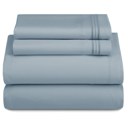 Soft Microfiber Bed Sheet Set 4-Piece 1800 Series 16 Inch Deep Pocket Hotel Luxury Cooling Sheets with Embroidered Pillowcases, Fade & Shrink Resistant, Twin to Cal King, 20 Colors