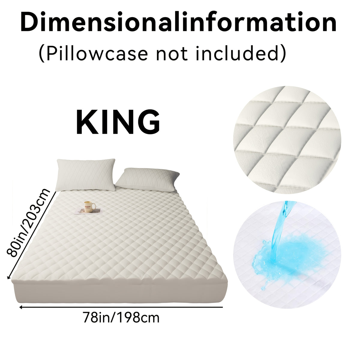 Waterproof Mattress Protector with Side Storage Pocket, Diamond Quilted Deep Pocket Mattress Cover – Breathable Cooling Mattress Pad, Soft Noiseless Bed Protector for Twin Full Queen King, Multiple Colors