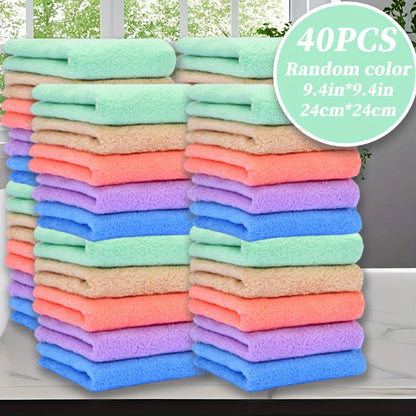 Microfiber Cleaning Cloths Set of 40 – Soft Absorbent Household Cleaning Rags 9.4x9.4 Inch, Multi-Purpose Kitchen & Home Cleaning Towels, Solid & Stripe Styles, Random Colors