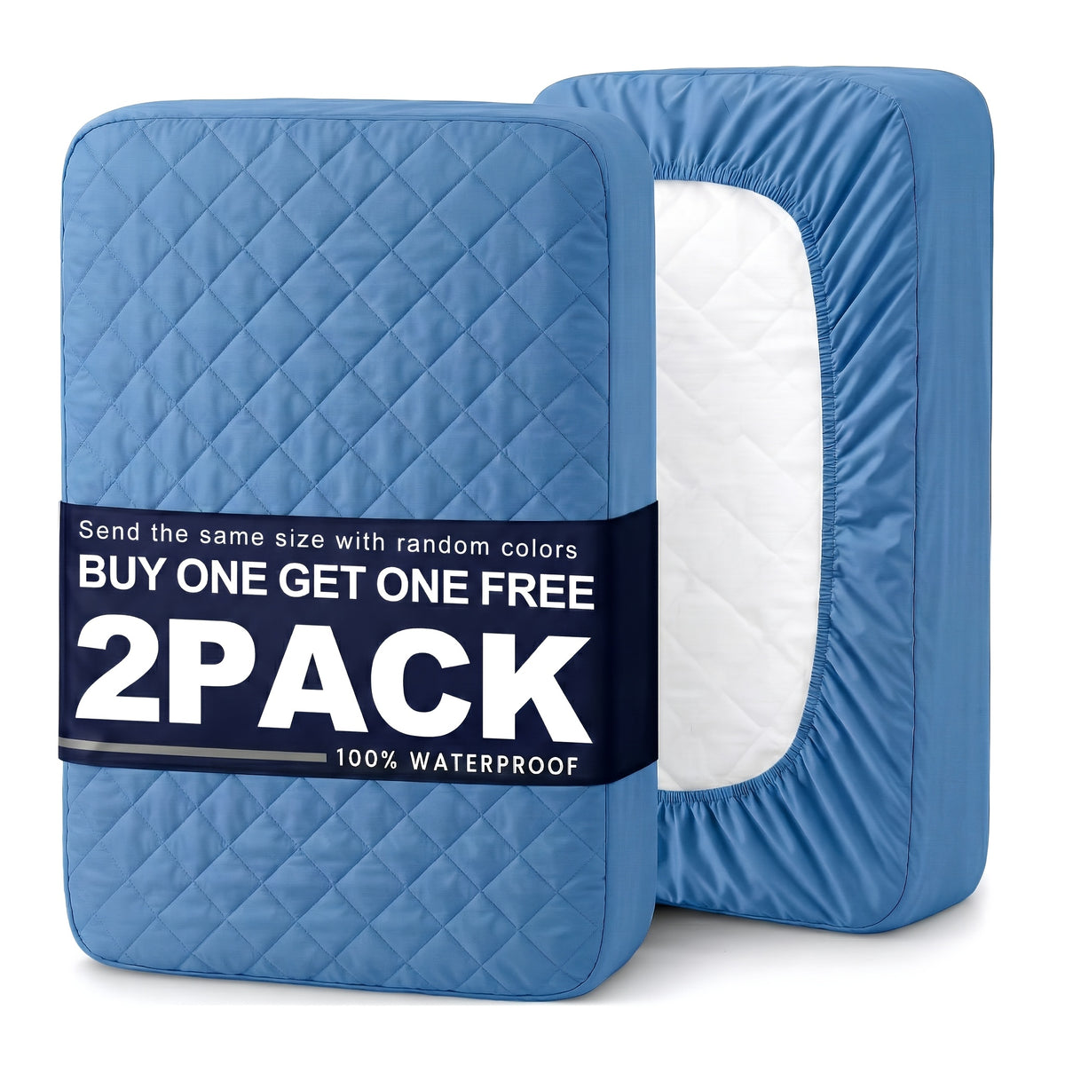 Waterproof Mattress Protector 2-Pack Non-Slip Deep Pocket Mattress Cover Bed Bug Proof Breathable Quilted Bedspread Twin Full Queen King Bedroom Guest Room