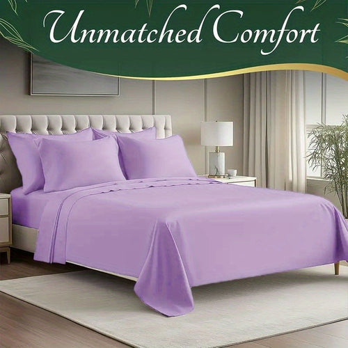 Bamboo Cooling Bed Sheet Set 6-Piece – Ultra-Soft Deep Pocket Fitted Sheet for Hot Sleepers Double-Stitched Machine Washable Twin Full Queen King in 7 Colors