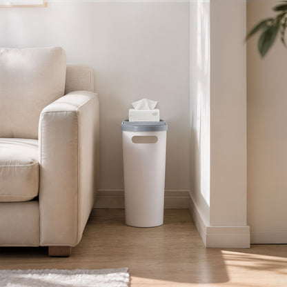 Small Bathroom Trash Can Plastic Wastebasket with Built-In Handles – Compact Rustproof Space-Saving Bin for Bathroom Laundry Office 1 or 2 Pack