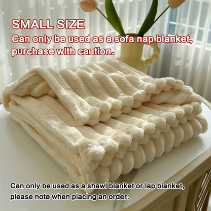 Faux Rabbit Fur Fleece Blanket Ultra-Soft 3D Double-Sided Throw – All-Season Plush Blanket for Bed, Couch & Travel, Multi-Color in 4 Sizes: White, Pink, Gray, Khaki, Purple & More
