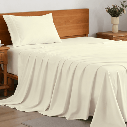 Cooling Bed Sheet Set 3/4 Piece 18 Inch Deep Pocket, Soft Breathable Microfiber Sheets for Hot Sleepers Hotel Luxury Summer Bedding Twin Full Queen King, 12 Colors Available