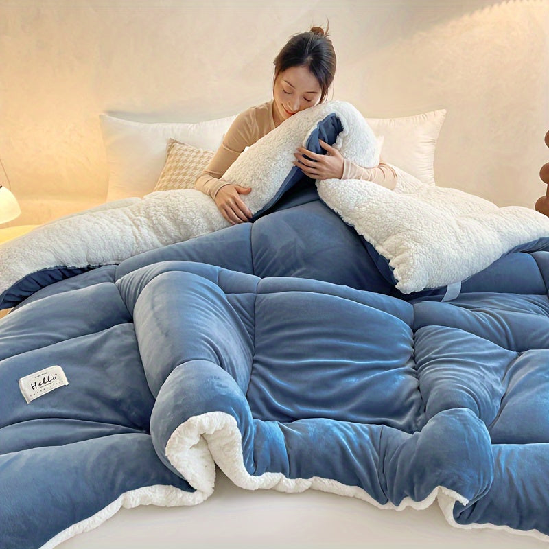 All Season Comforter Thick Soft Quilted Duvet Machine Washable Box Stitch Solid Color – Twin Full Queen King Breathable Warm Bedroom Comforter for Fall Winter Rouge Black Grey Blue Green