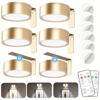 Picture Lights Battery Operated with Remote Control – Dimmable Wireless LED Puck Lights for Wall Art, 3 Color Modes, Timer & Magnetic Mount, No Wiring Gallery Decor (3-Pack or 6-Pack)