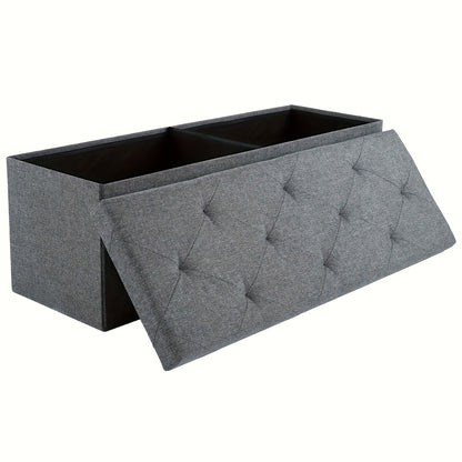 Storage Ottoman Bench 43 Inch 660 LB Capacity Folding End of Bed Bench with Padded Seat, Large Storage Chest Foot Rest Stool for Bedroom Living Room Entryway, Available in Nylon & Leather, Multiple Colors