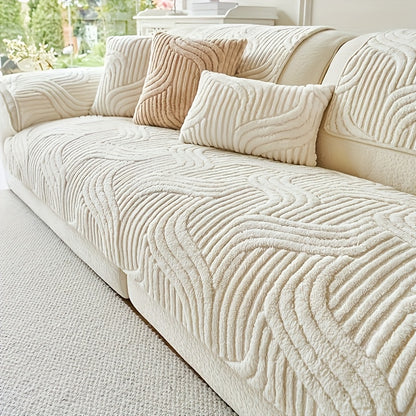 Velvet Plush Sofa Cover Non-Slip Luxury Modern Couch Slipcover – Pet-Proof Breathable Furniture Protector for Living Room Bedroom Office, 2 3 4 Seater