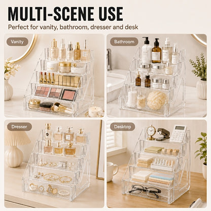 Clear Acrylic Perfume Organizer 5 Tier Transparent – Countertop Vanity Display Shelf for Perfume Bottles Skincare Makeup Cosmetics Lightweight Sturdy Tool-Free Assembly Bathroom Dresser