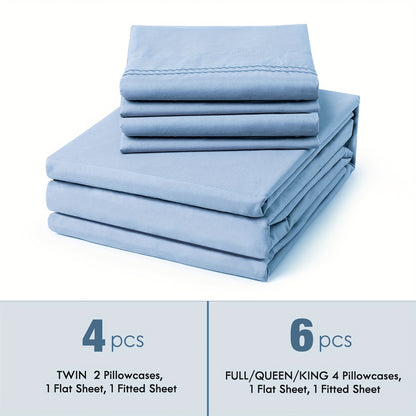 Fitted Sheet Deep Pocket Microfiber - Soft Breathable Cooling Bed Sheet Twin Full Queen King, Wrinkle & Fade Resistant, 14 Colors Available for Bedroom Dorm Guest Room