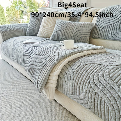 Velvet Plush Sofa Cover Non-Slip Luxury Modern Couch Slipcover – Pet-Proof Breathable Furniture Protector for Living Room Bedroom Office, 2 3 4 Seater