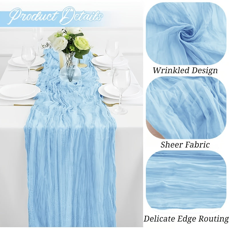 Cheesecloth Table Runner 10ft, Set of 12 Boho Gauze Table Runners 21.3x120 Inch – Rustic Romantic Bulk Cheese Cloth Roll for Wedding, Bridal Shower, Birthday Party & Dining Table Decor, 16 Colors
