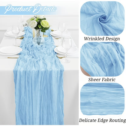 Cheesecloth Table Runner 10ft, Set of 12 Boho Gauze Table Runners 21.3x120 Inch – Rustic Romantic Bulk Cheese Cloth Roll for Wedding, Bridal Shower, Birthday Party & Dining Table Decor, 16 Colors