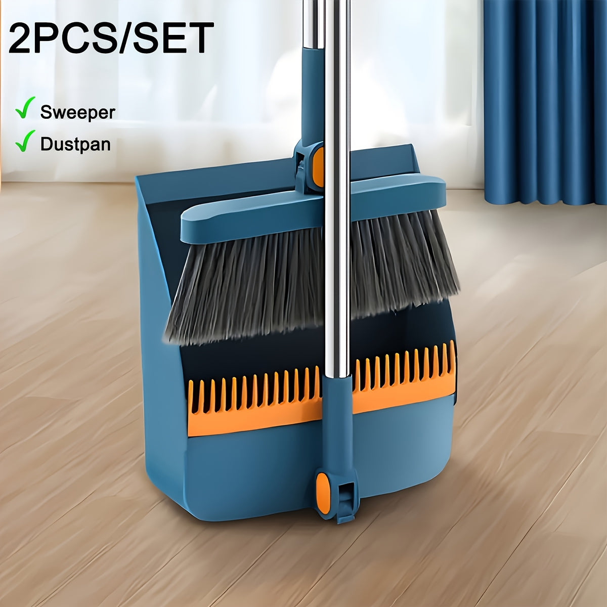Foldable Broom and Dustpan Combo Set with Long Handle Floor Brush – 3-in-1 Collapsible Broom Dustpan Set for Home Office Dorm, Flexible Quick Dust Removal, Space-Saving Cleaning Tool Set
