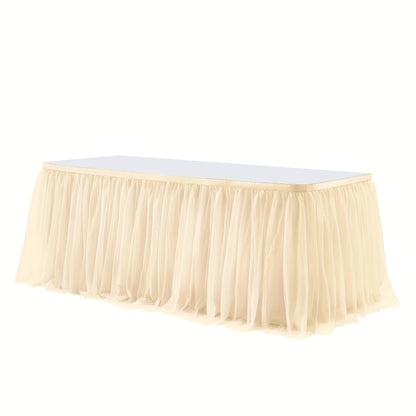 Tulle Table Skirt 6Ft Ruffle Tutu Tablecloth for Rectangle & Round Tables, Princess Birthday Party Cake Dessert Table Decoration, Easy Hook Install, 10 Colors – Pink White Black & More
