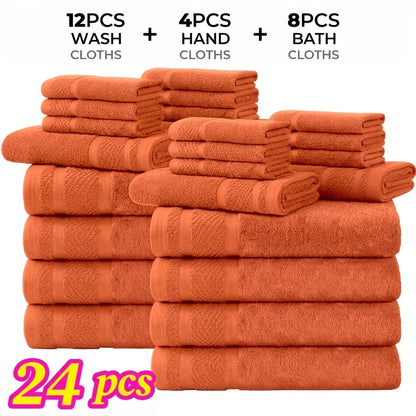 Bath Towel Set 12 or 24 Piece Hotel Quality Cotton Highly Absorbent Quick Dry – Bath Towels Hand Towels Washcloths for Hotel Spa Gym Home Bathroom Dark Gray White Orange Blue Purple Navy