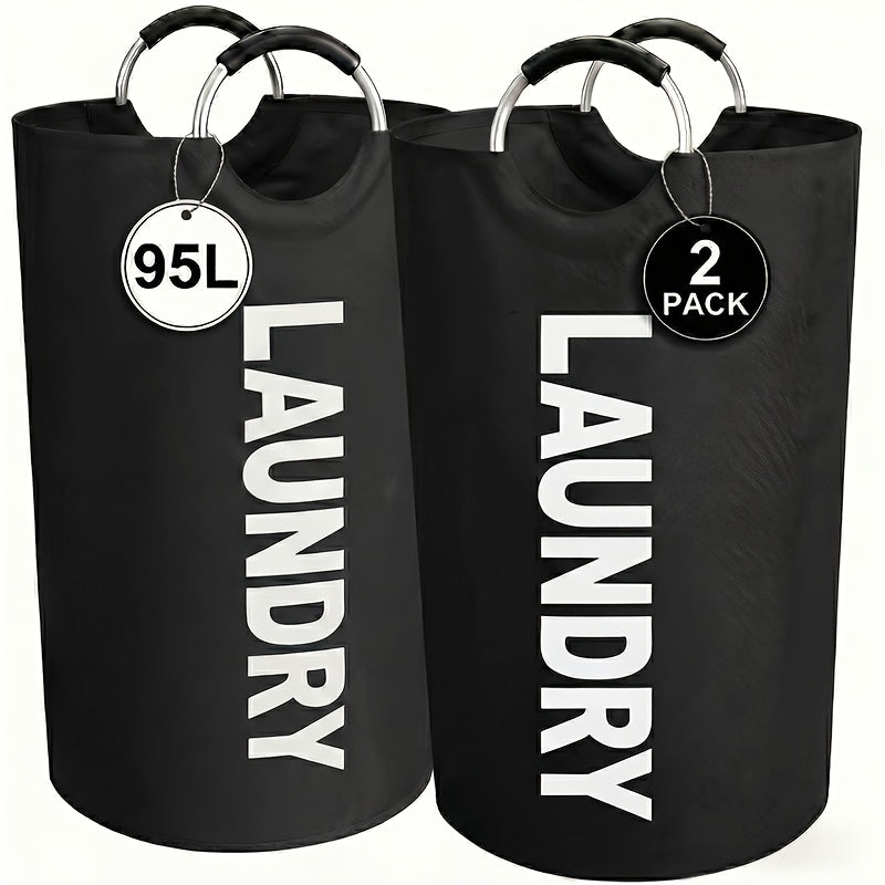 Large Laundry Basket Set of 2, Foldable 25.1 Gallon Elevated Hamper with Half Ring Handle – Collapsible Clothes Hamper for Bedroom, Bathroom & Dorm, Multiple Colors, Sturdy & Space-Saving Design