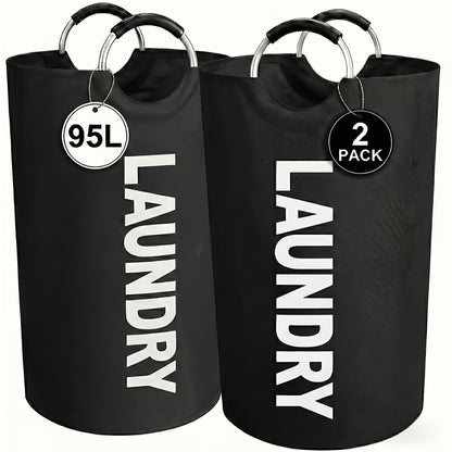 Large Laundry Basket Set of 2, Foldable 25.1 Gallon Elevated Hamper with Half Ring Handle – Collapsible Clothes Hamper for Bedroom, Bathroom & Dorm, Multiple Colors, Sturdy & Space-Saving Design
