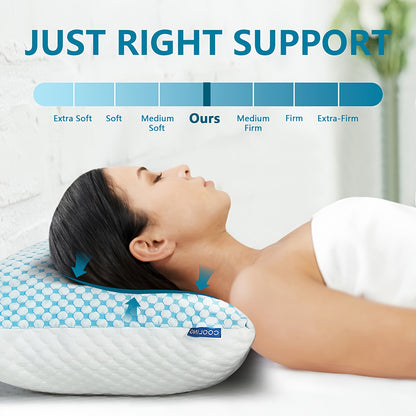 Cooling Bed Pillows 2 Pack – Hotel Quality Non-Collapsing Down Alternative Pillows with Memory Foam Filling, Polyester & Viscose Cover, Machine Washable, Queen & King Size for Side, Back & Stomach Sleepers