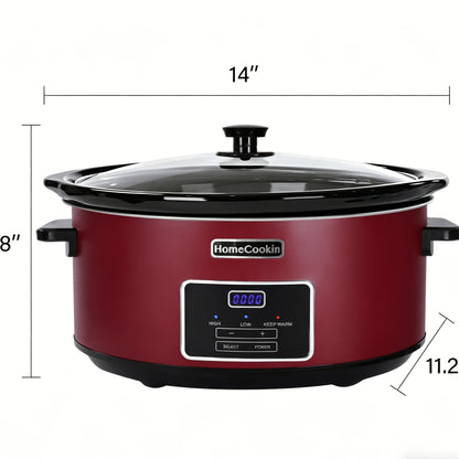 Slow Cooker Digital Programmable 6 or 7 Quart with Non-Stick Ceramic Bowl, Countdown Timer & Keep Warm Function for Family Meals, Soups, Stews & Holiday Cooking – Stainless Steel or Black