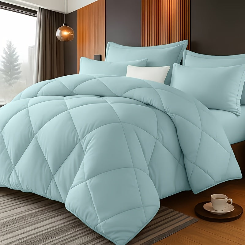 Thin Quilt Bedding Set with Pillowcases Lightweight Breathable Summer Comforter Solid Color Bed Quilt Twin Full Queen King Size Soft Fiber Filled Blanket for Bedroom