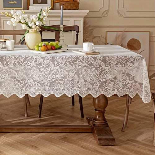 Lace Tablecloth Rectangular French Paisley Pattern - Polyester Washable Table Cover for Dining Table Coffee Table, Elegant Home Decor Christmas Holiday Decoration, Multiple Sizes 55x39 55x71 55x87 Inch