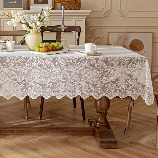 Lace Tablecloth Rectangular French Paisley Pattern - Polyester Washable Table Cover for Dining Table Coffee Table, Elegant Home Decor Christmas Holiday Decoration, Multiple Sizes 55x39 55x71 55x87 Inch