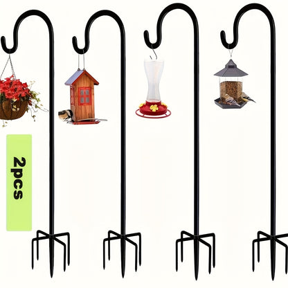Shepherd Hooks for Outdoor Garden 2 Pack – Heavy Duty Metal Pole with 5-Claw Adjustable Hook for Bird Feeders Hanging Flower Baskets Solar Lights Lanterns Wedding Halloween & Christmas Yard Decor