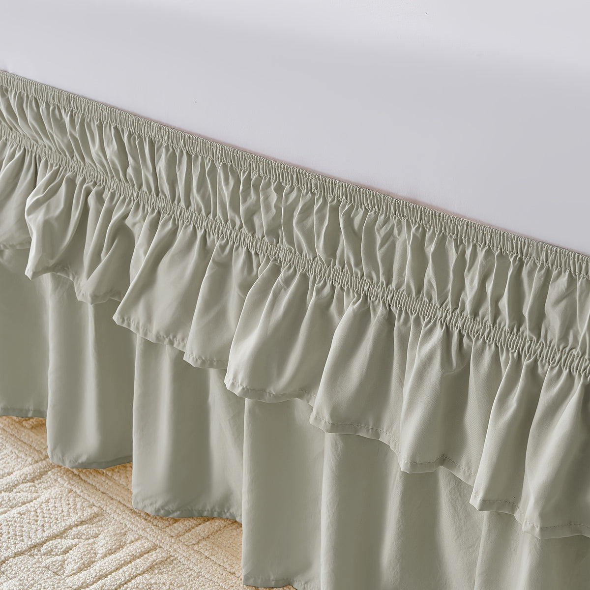 Ruffle Bed Skirt 16 Inch Drop Elastic Wrap Around – Twin Full Queen King/CK, 10 Colors, Easy No-Lift Install, Machine Washable Dust Ruffle