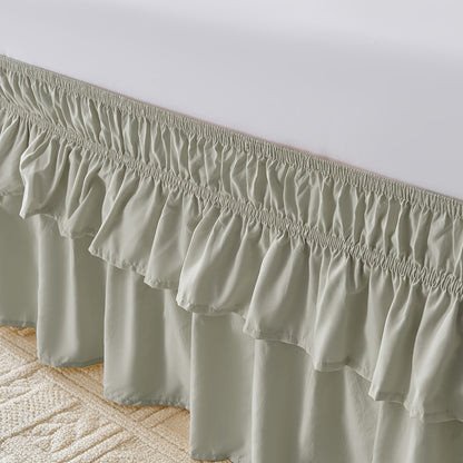 Ruffle Bed Skirt 16 Inch Drop Elastic Wrap Around – Twin Full Queen King/CK, 10 Colors, Easy No-Lift Install, Machine Washable Dust Ruffle