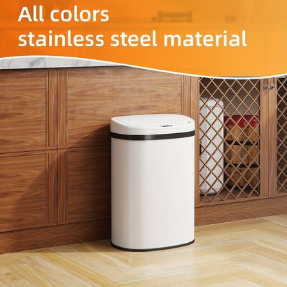 Touchless Motion Sensor Trash Can 13 Gallon Stainless Steel, Automatic Sensor Garbage Can with Lid Anti-Fingerprint Mute Design, 50L Kitchen Waste Bin for Office Bedroom Living Room, Multiple Colors