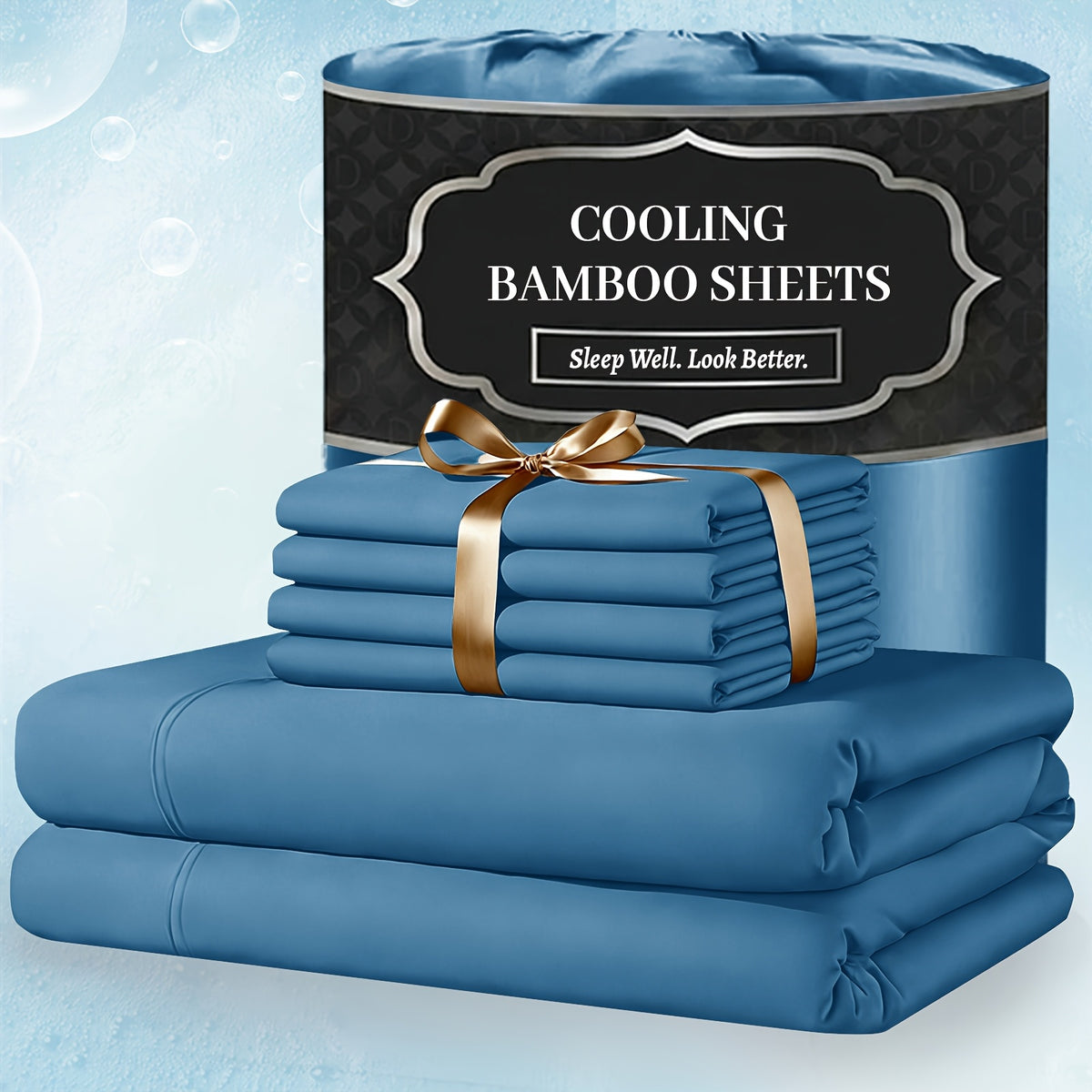 Bamboo Bed Sheet Set Extra Deep Pocket – 4 & 6 Piece Breathable Cooling Fitted Sheet Set, Soft Wrinkle-Free Hotel Luxury Bedding for Hot Sleepers, Twin Full Queen King Size with Pillowcases
