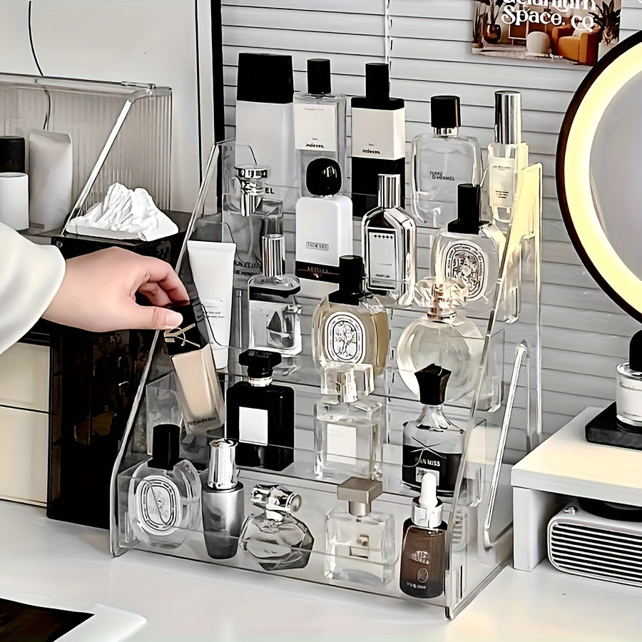 Clear Acrylic Perfume Organizer 5 Tier Transparent – Countertop Vanity Display Shelf for Perfume Bottles Skincare Makeup Cosmetics Lightweight Sturdy Tool-Free Assembly Bathroom Dresser