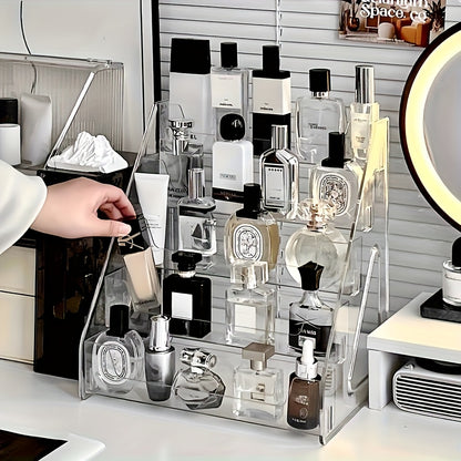 Clear Acrylic Perfume Organizer 5 Tier Transparent – Countertop Vanity Display Shelf for Perfume Bottles Skincare Makeup Cosmetics Lightweight Sturdy Tool-Free Assembly Bathroom Dresser
