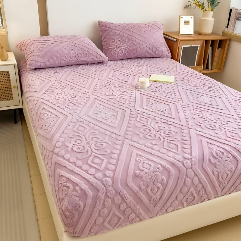 Velvet Mattress Cover Bed Protector Thickened Warm Fitted Mattress Pad European Style Taff Velvet Bed Cover Twin Full Queen King California King Fall Winter Bedroom