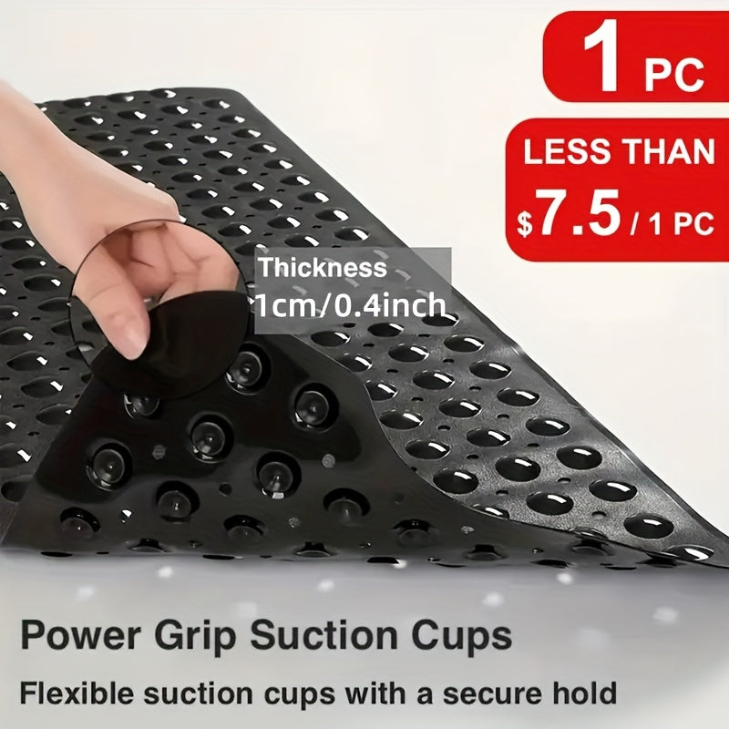 Non-Slip Bathtub Mat with Suction Cups Extra Long – Machine Washable Quick-Dry Shower Mat with Drain Holes, Textured Safety Bath Rug for Bathroom Tub & Wet Areas, 2pcs Set