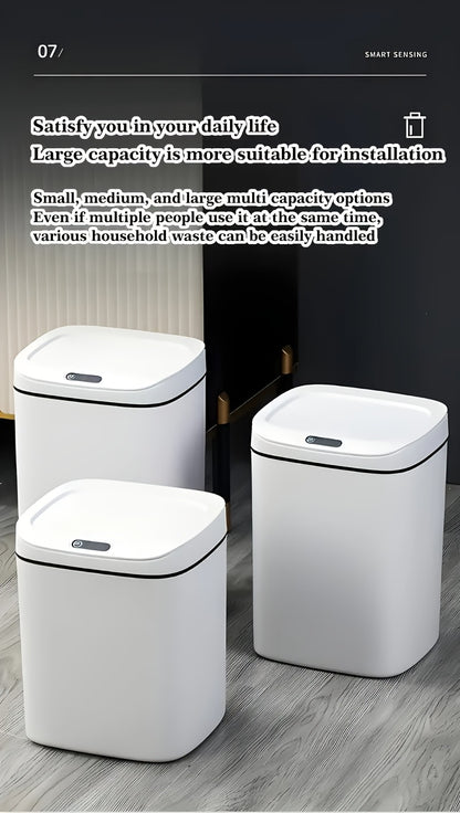 Motion Sensor Trash Can Small Touchless Lidded Smart Waste Bin – 3 to 4 Gallon Automatic Sensor Garbage Can for Bathroom, Kitchen, Office & Home, Minimalist Design