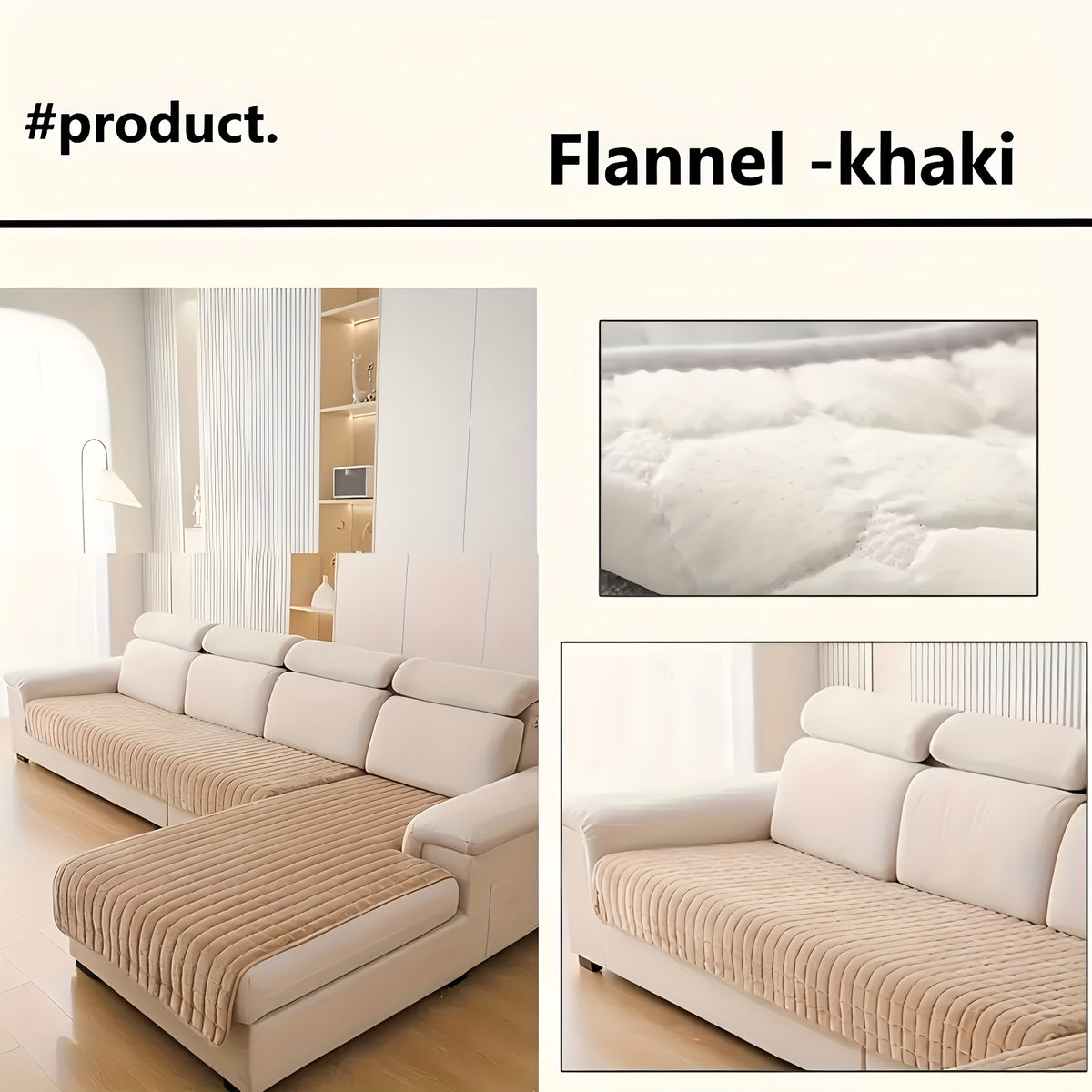 Quilted Velvet Sofa Cover 2 Piece Flannel Furniture Protector – Soft Durable Polyester Couch Slipcover All-Season Pet Friendly Machine Washable for Living Room Bedroom Office – White Glam Style