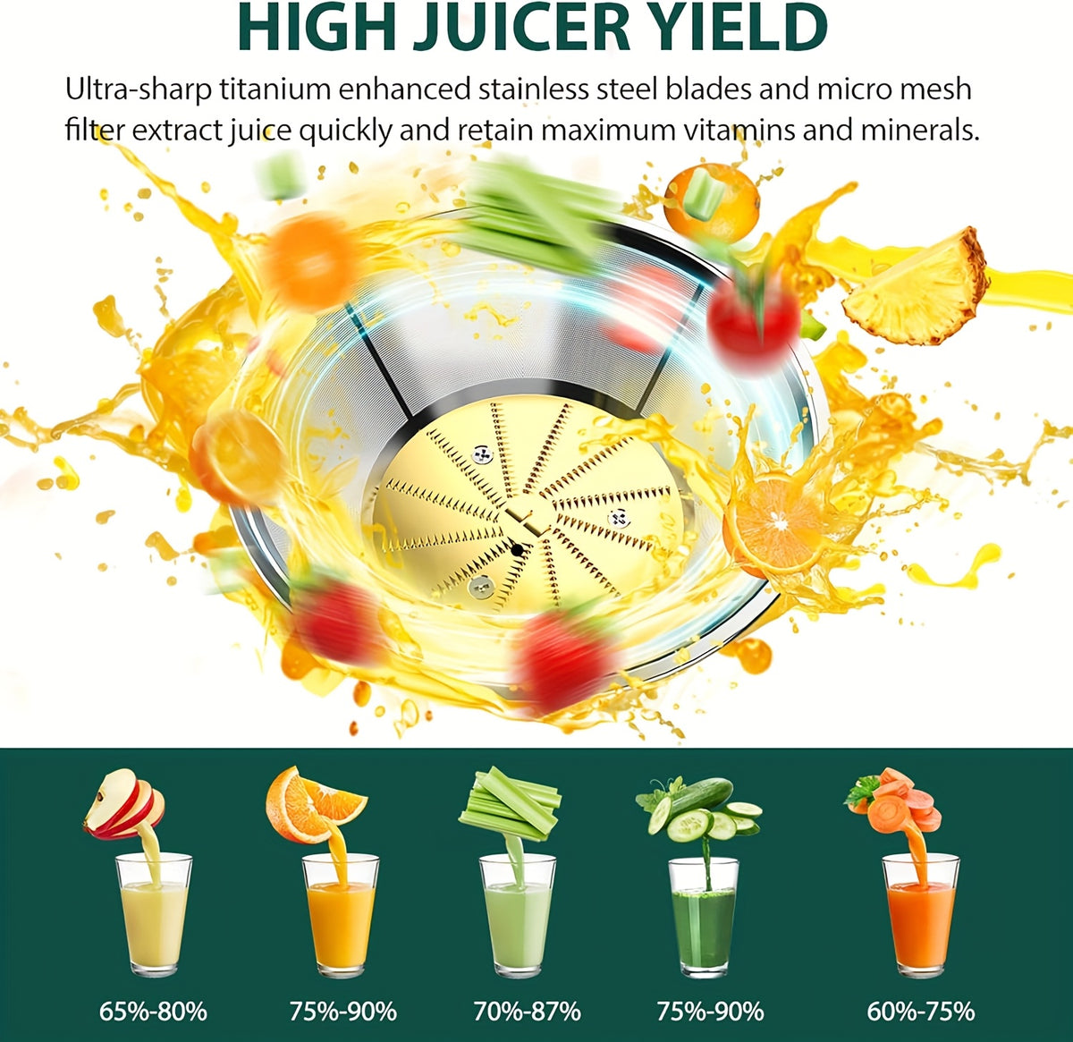 Wide Mouth Juicer Extractor 500W 3-Speed for Fruits and Vegetables – 3-Inch Feed Chute Centrifugal Juice Machine, High Juice Yield, Easy to Clean Detachable Parts, Fast Juicing for Home Kitchen