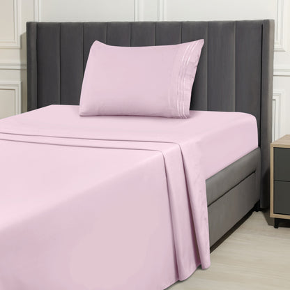 1800 Series Bed Sheets Set 4 Pieces – Brushed Microfiber Deep Pocket Sheet Set with Pillowcases, Cooling & Breathable Bedding for All Seasons, Fade Resistant, Fits Mattresses Up to 16 Inches