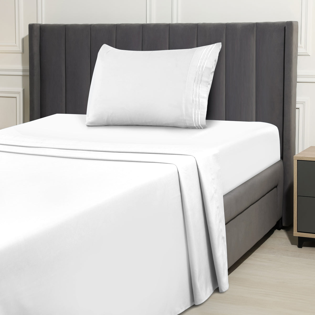 1800 Series Bed Sheets Set 4 Pieces – Brushed Microfiber Deep Pocket Sheet Set with Pillowcases, Cooling & Breathable Bedding for All Seasons, Fade Resistant, Fits Mattresses Up to 16 Inches