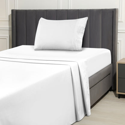 1800 Series Bed Sheets Set 4 Pieces – Brushed Microfiber Deep Pocket Sheet Set with Pillowcases, Cooling & Breathable Bedding for All Seasons, Fade Resistant, Fits Mattresses Up to 16 Inches