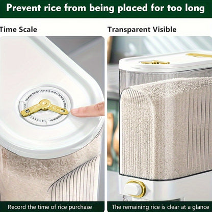 Rice Storage Container Large Capacity 11 or 22 LB with Measuring Cup & Date Markings, Airtight Grain Storage Bin for Kitchen Pantry, Dry Food Container for Rice, Flour, Oats & Grains – White or Gray