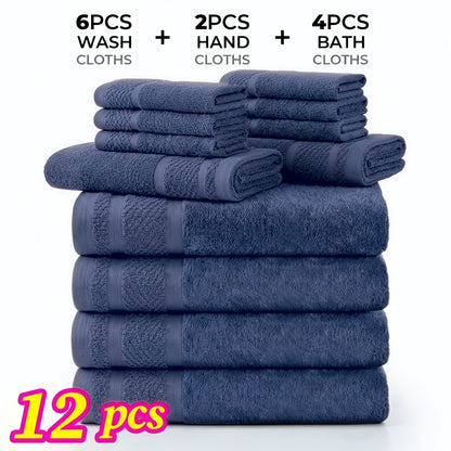 Bath Towel Set 12 or 24 Piece Hotel Quality Cotton Highly Absorbent Quick Dry – Bath Towels Hand Towels Washcloths for Hotel Spa Gym Home Bathroom Dark Gray White Orange Blue Purple Navy