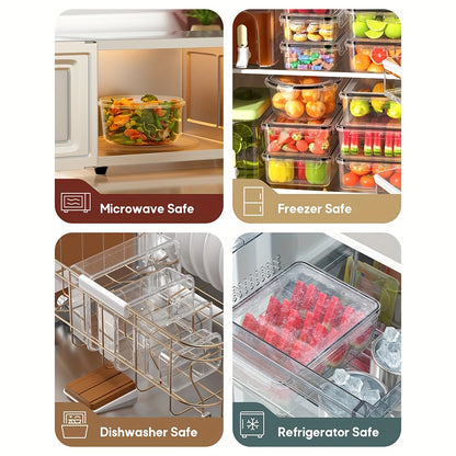 60-Piece Food Storage Containers with Lids BPA-Free Leak-Proof Meal Prep Containers Set - Reusable Plastic Kitchen Storage Containers with Labels & Marker Pen - 30 Boxes + 30 Lids