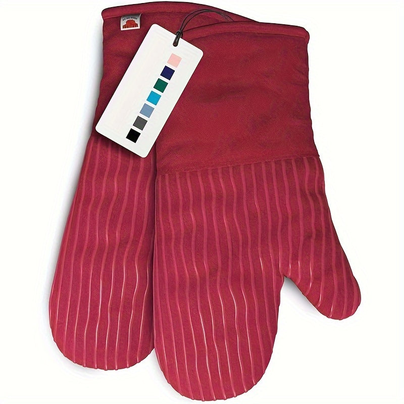 Oven Mitts and Pot Holders Set 6 Piece Heat Resistant Kitchen Gloves with Non-Slip Surface for Cooking Baking BBQ Grilling Multiple Colors Gray Black Green Blue Red Pink